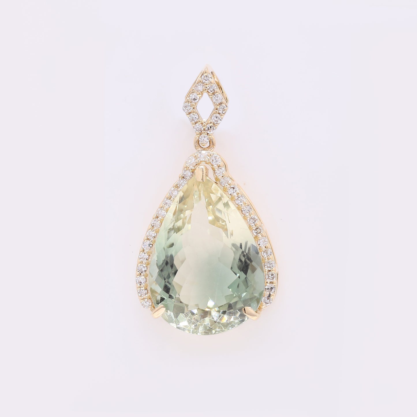 5.23 Ct Pear Mixed Cut Natural Sunstone 14K Gold Pendant