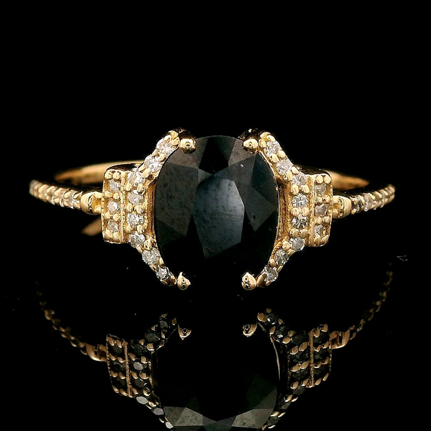 1.21 Ct Oval Mixed Cut Natural Sapphire 14K Gold Ring