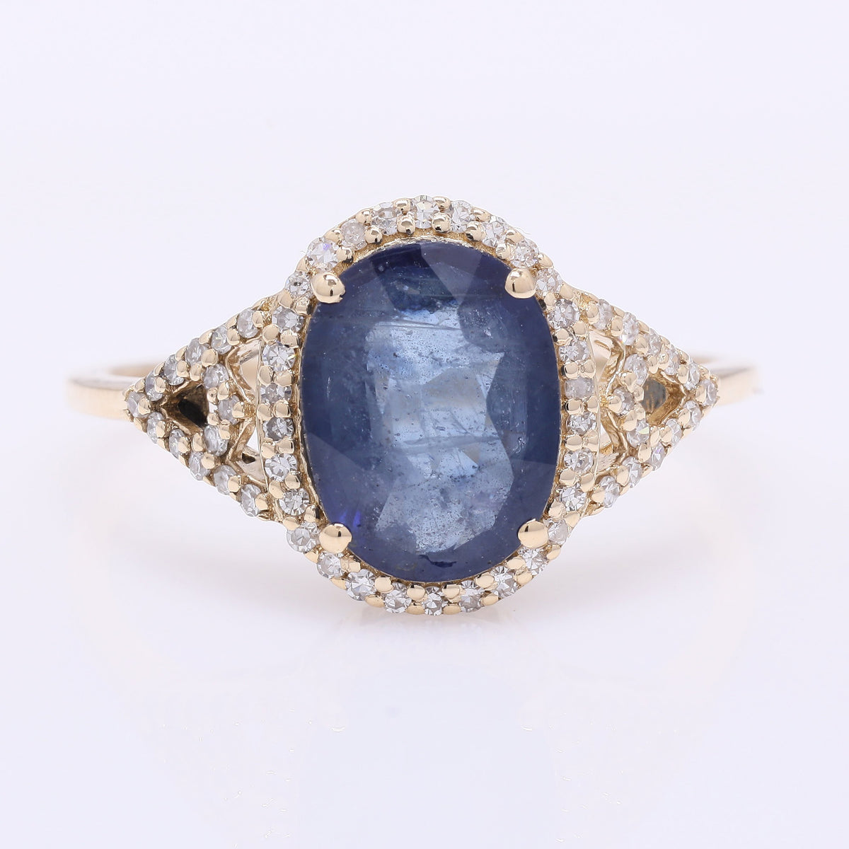 2.50 Ct Oval Mixed Cut Natural Sapphire 14K Gold Ring