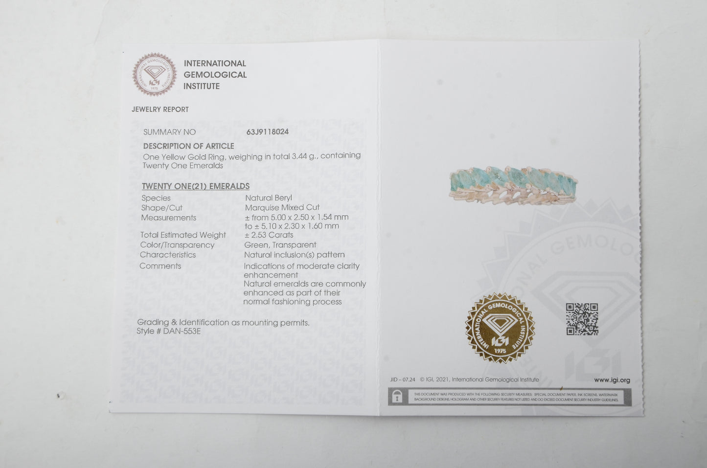 2.53 Ct Marquise Mixed Cut Natural Beryl Emerald 14K Gold Ring