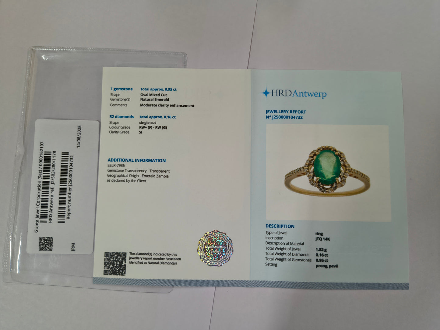 1.11 Ct Oval Mixed Cut Natural Emerald 14K Gold Ring