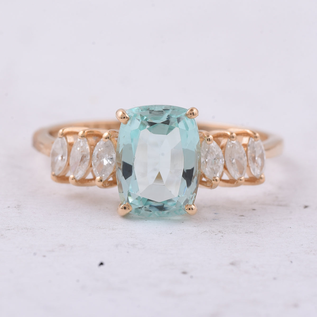 1.84 Ct Cushion Natural Beryl 14K Gold Ring