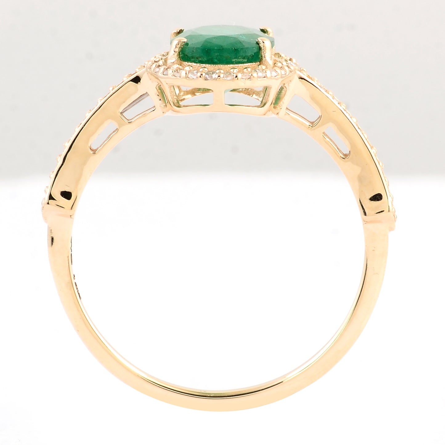 1.22 Ct Oval Mixed Cut Natural Beryl Emerald 14K Gold Ring