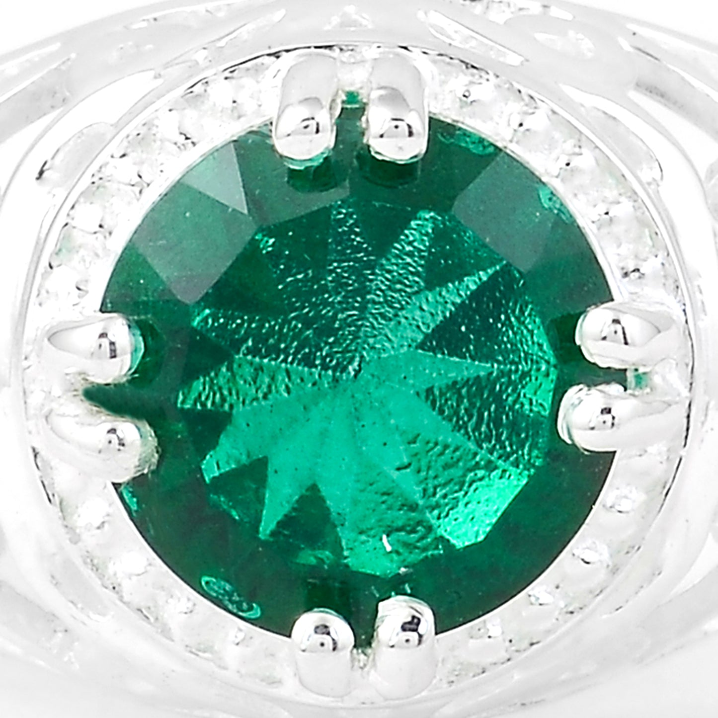 2.18 Ct Round Green Topaz 925 Sterling Silver Ring