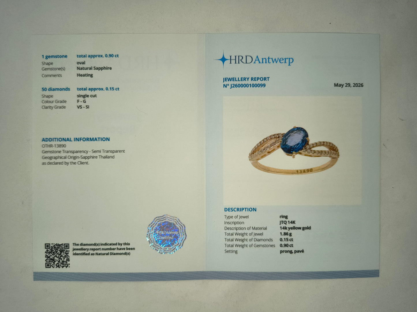 1.05 Ct Oval Mixed Cut Natural Sapphire 14K Gold Ring