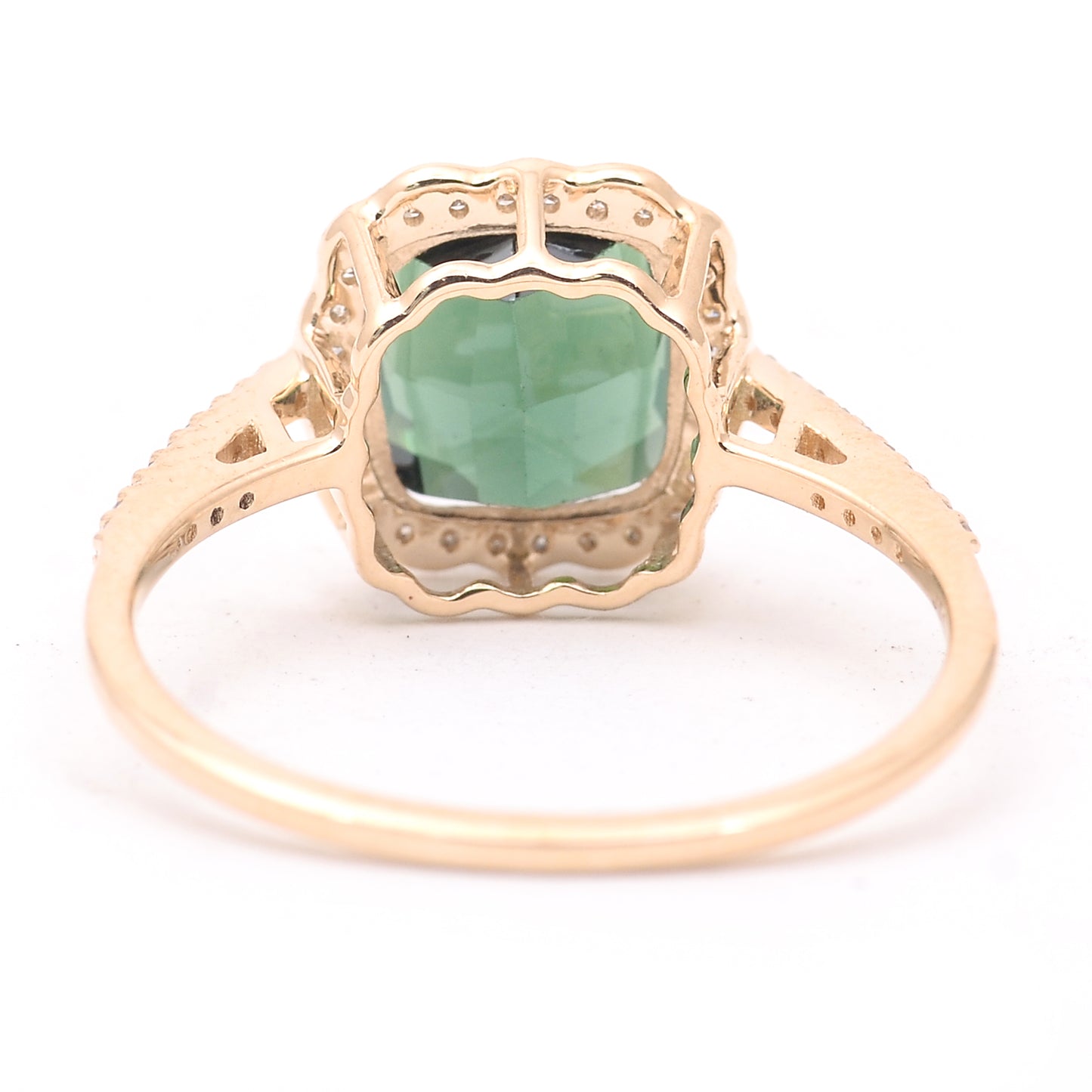 2.46 Ct Cushion Mixed Cut Natural Tourmaline 14K Gold Ring