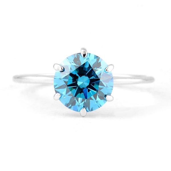 2.03 Carats Blue Lab Grown Diamond 14K Gold Ring