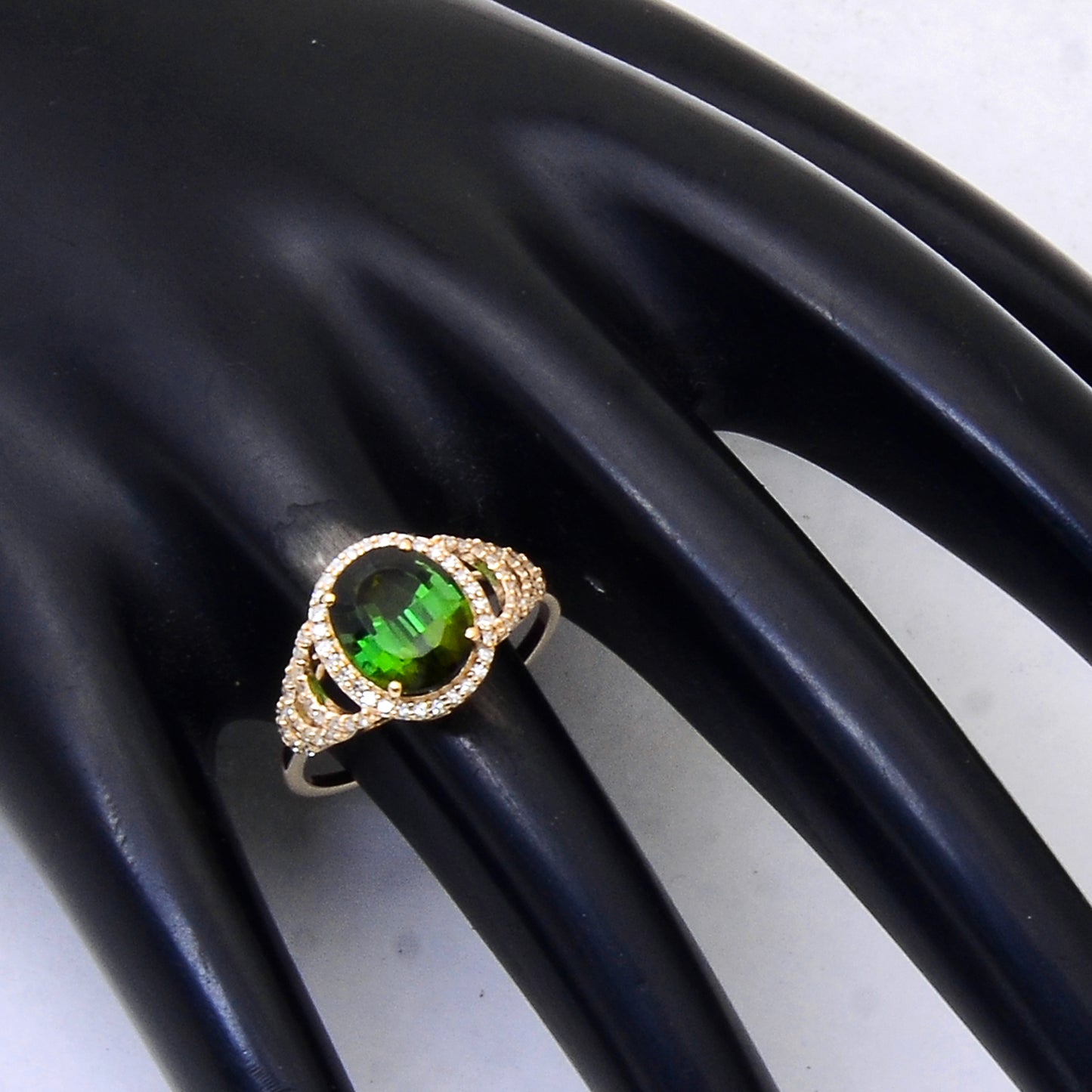 3.01 Ct Oval Mixed Cut Natural Tourmaline 14K Gold Ring