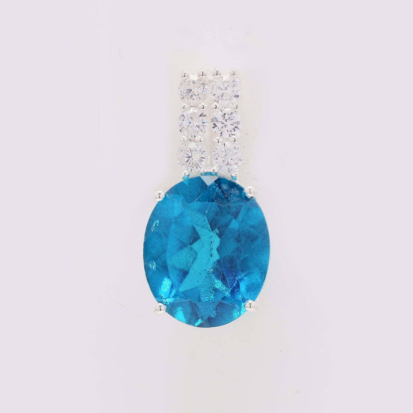 6.96 Ct Oval Paraiba Topaz 925 Silver Pendant