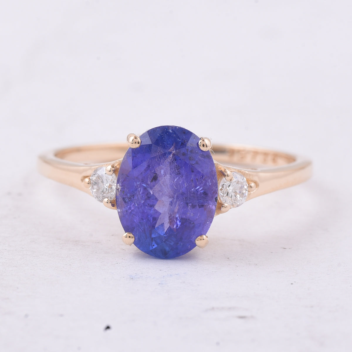 2.60 Ct Oval Natural Tanzanite 14K Gold Ring