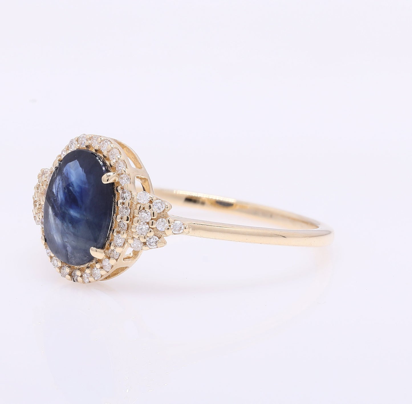 1.31 Ct Oval Mixed Cut Natural Sapphire 14K Gold Ring