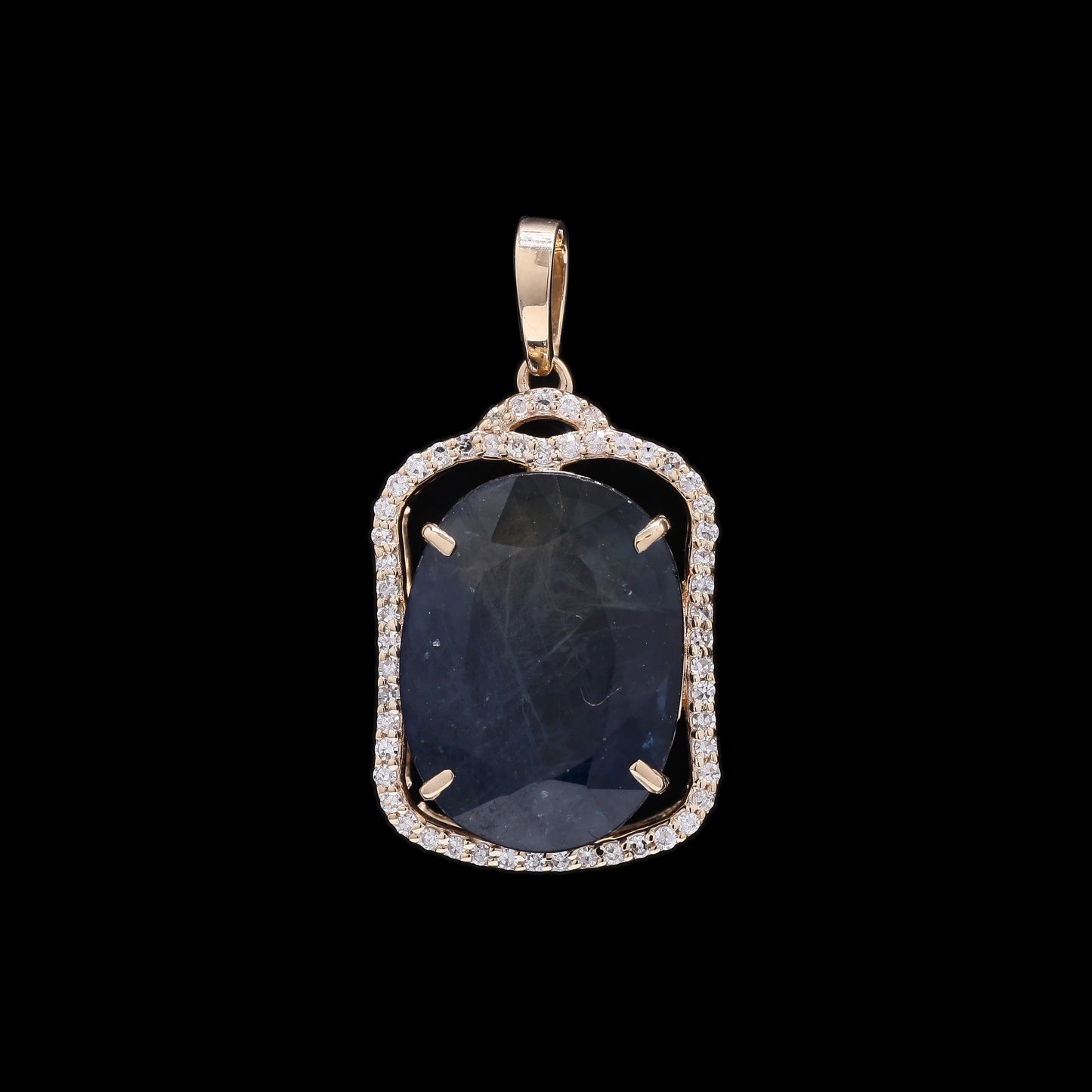 8.35 Ct Oval Mixed Cut Natural Corundum Sapphire 14K Gold Pendant