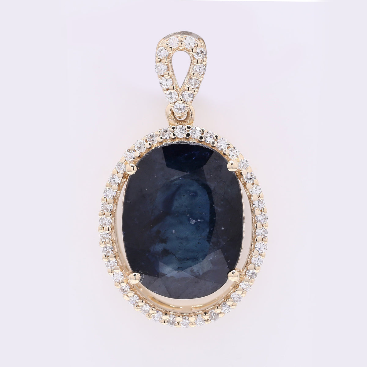 4.57 Ct Oval Mixed Cut Natural Sapphire 14K Gold Pendant