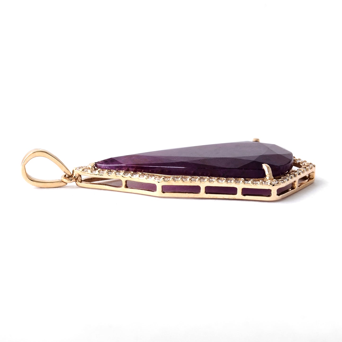 7.45 Ct Pear Mixed Cut Natural Corundum Ruby 14K Gold Pendant