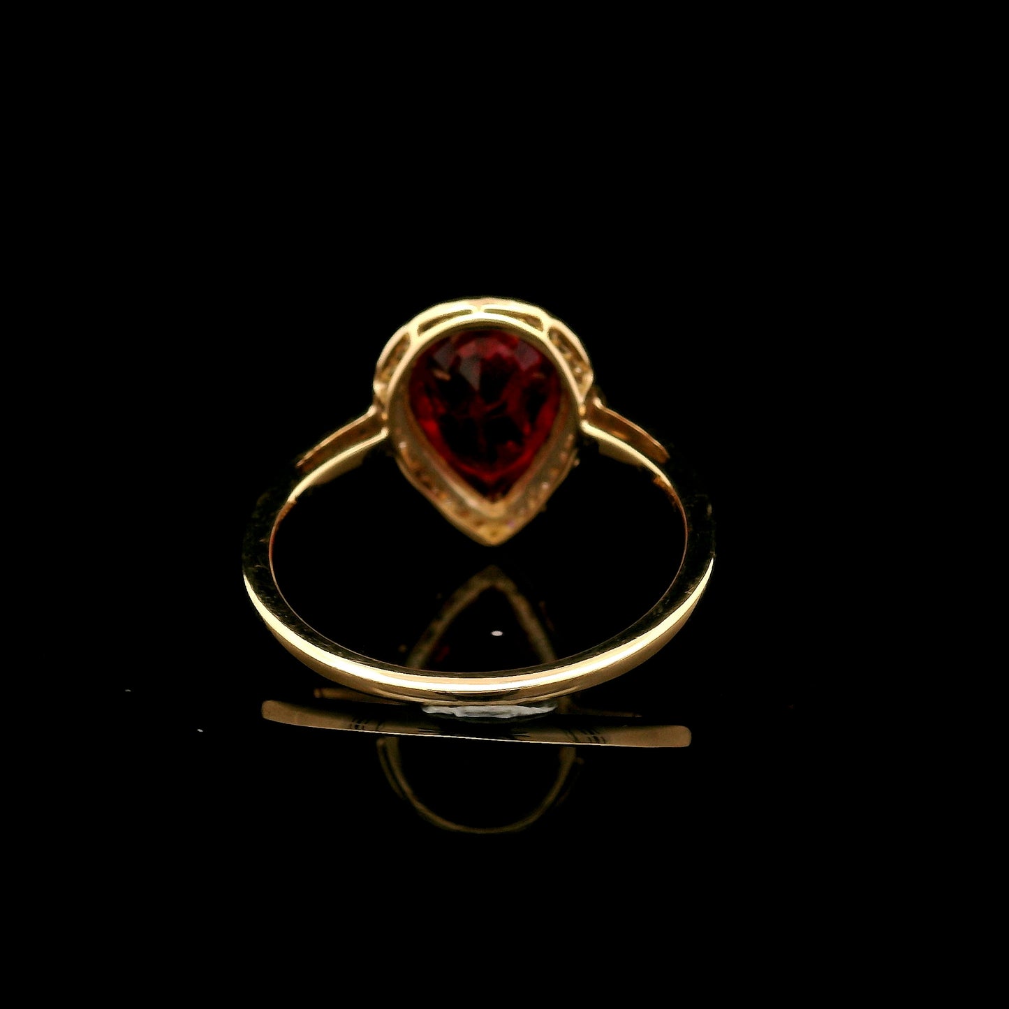 2.94 Ct Pear Mixed Cut Lab Grown Ruby 14K Gold Ring