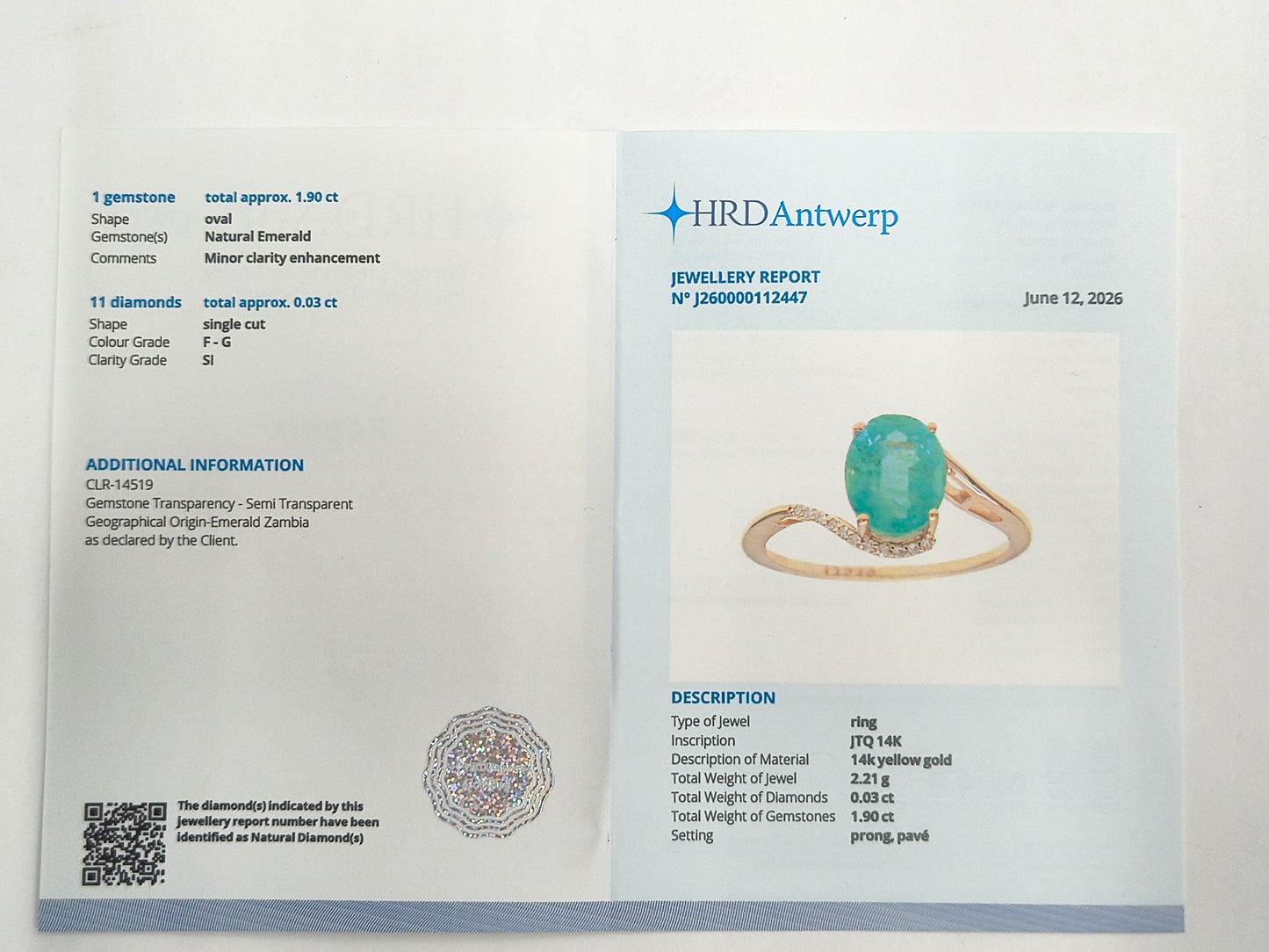 1.93 Ct Oval Natural Emerald 14K Gold Ring