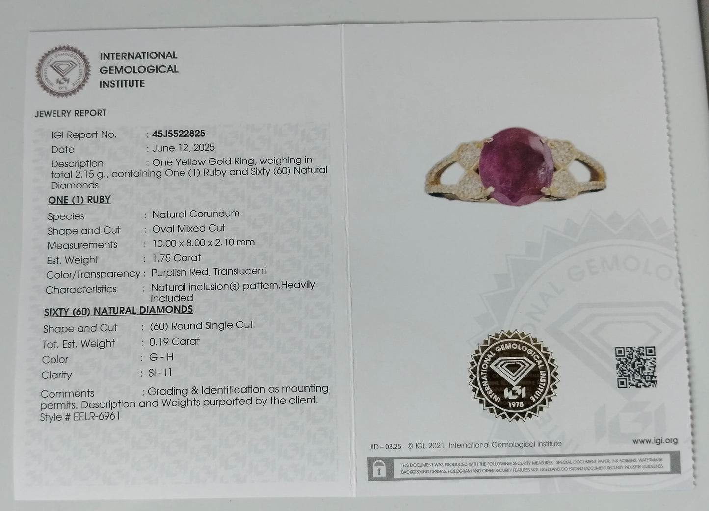 1.94 Ct Oval Mixed Cut Natural Corundum Ruby 14K Gold Ring