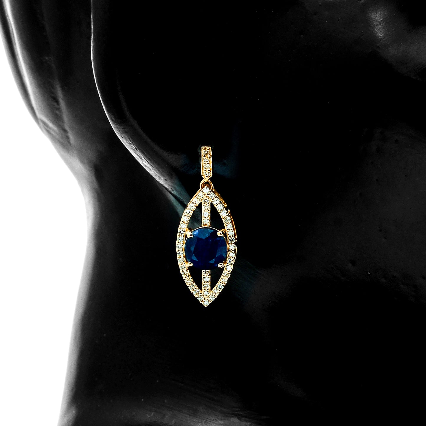 2.98 Ct Round Mixed Cut Natural Sapphire 14K Gold Earrings