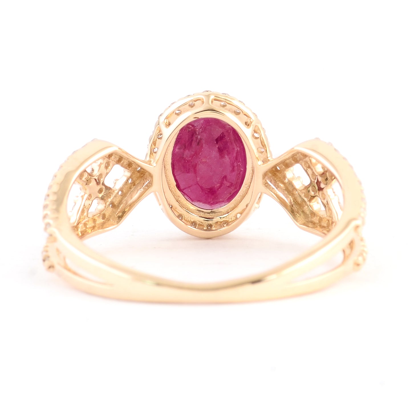 1.70 Ct Oval Mixed Cut Natural Corundum Ruby 14K Gold Ring