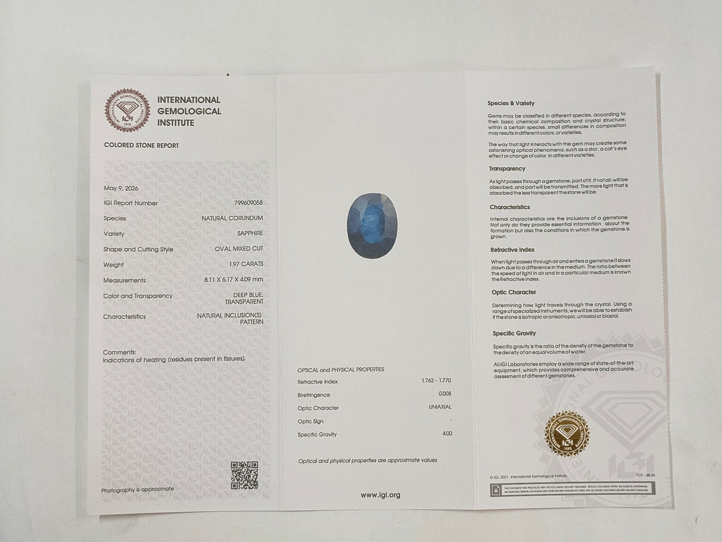 1.97 Natural Corundum Sapphire Oval Mixed Cut Gemstone