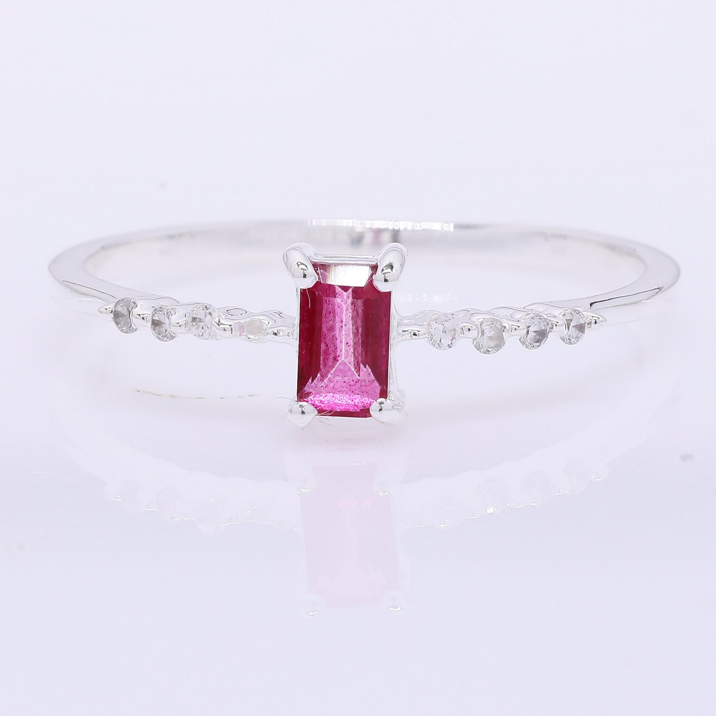0.51 Ct Octagon Pink Topaz 925 Silver Ring