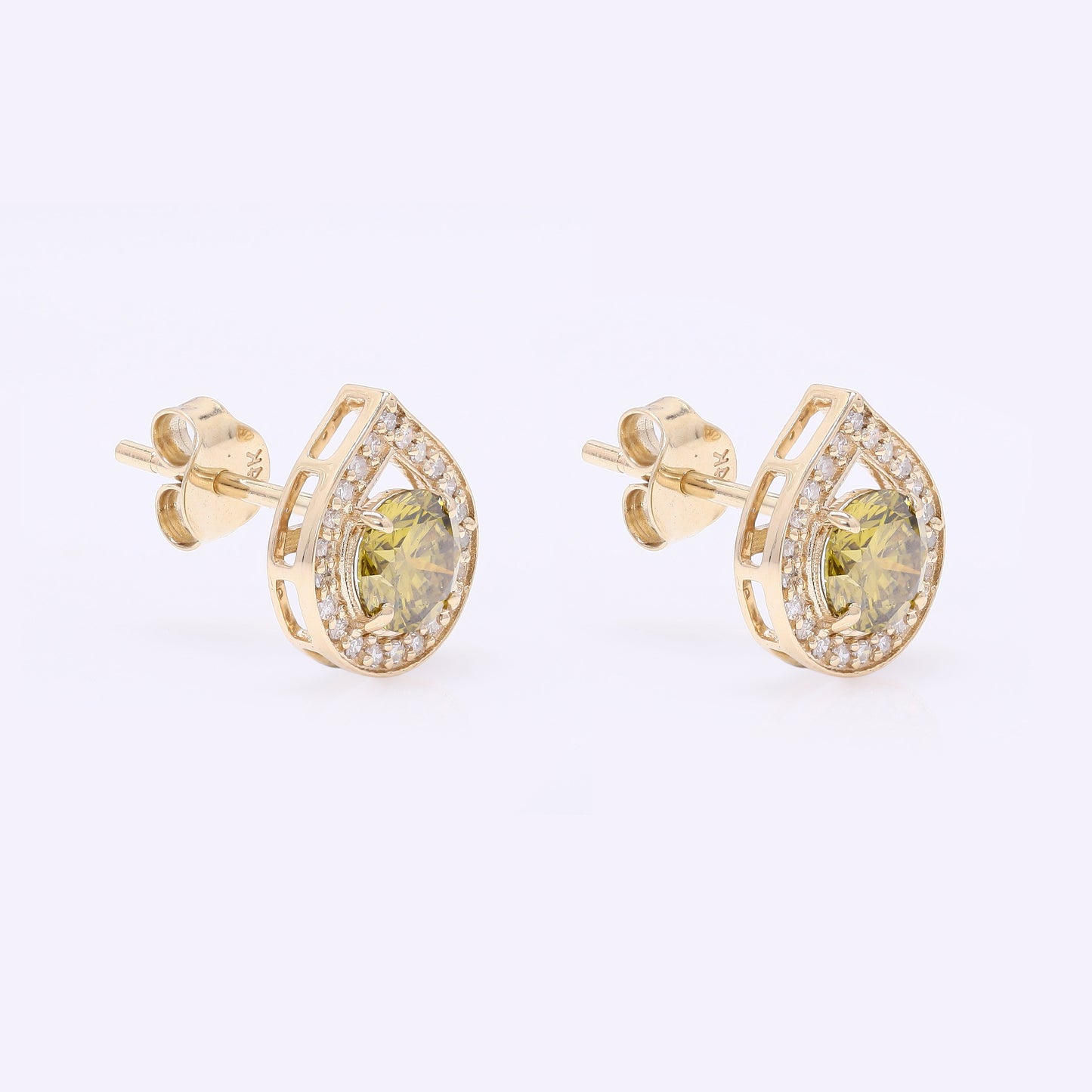 1.12 Ct Round Yellow Diamond 14K Gold Earrings