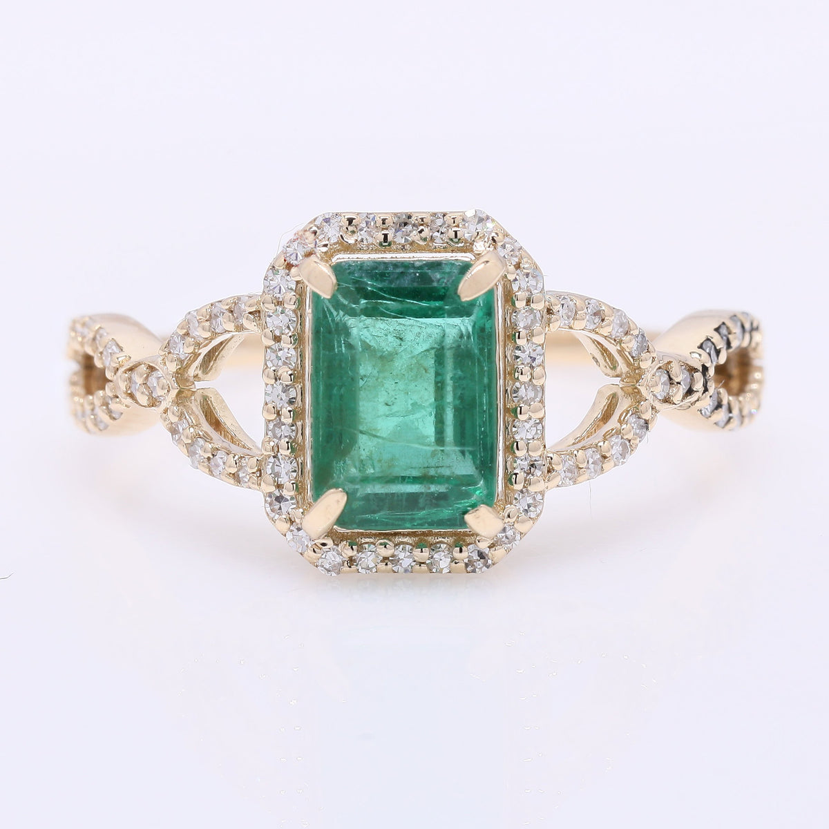 1.52 Ct Octagon Step Cut Natural Emerald 14K Gold Ring