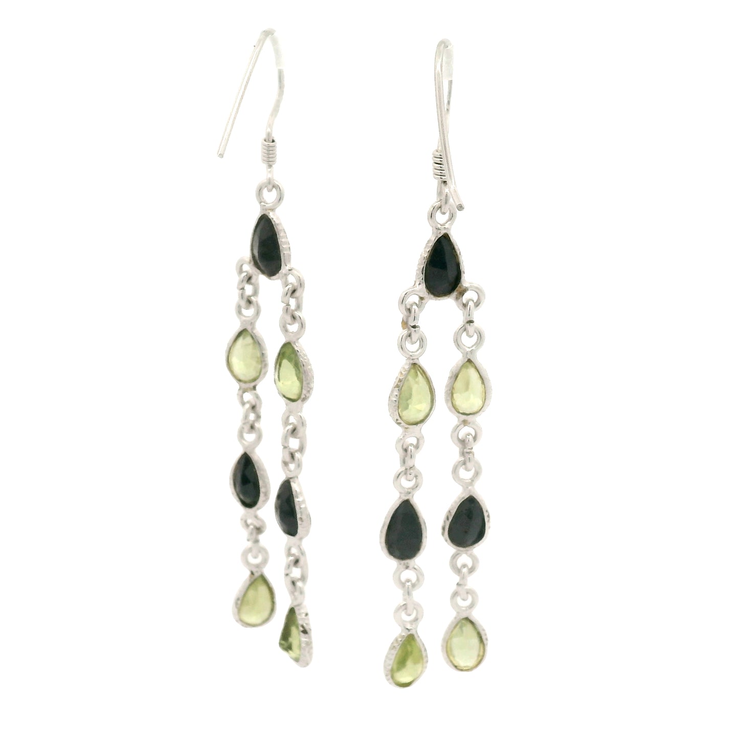 11.40 Ct Peridot, Sapphire 925 Sterling Silver Earrings