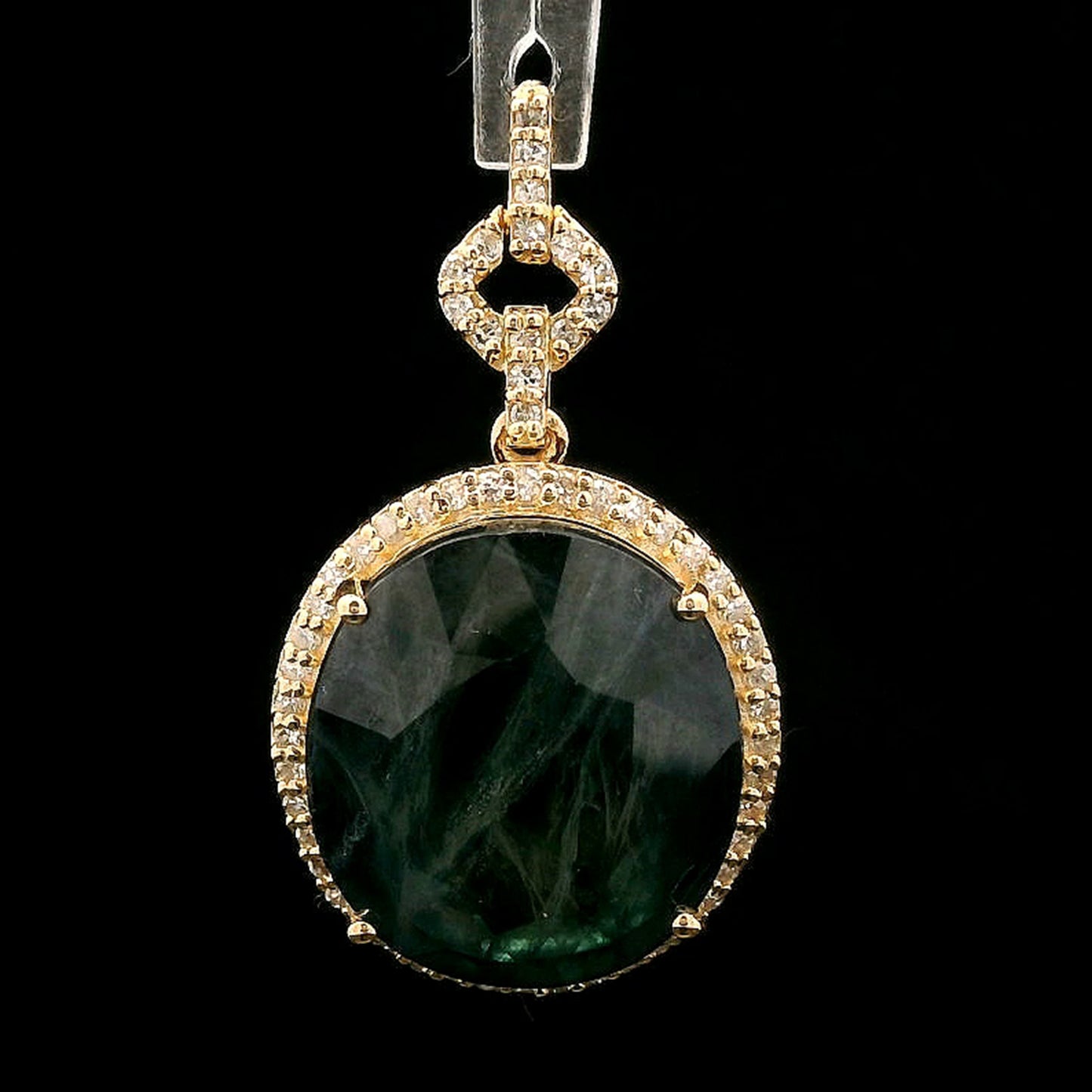 10.31 Ct Oval Mixed Cut Natural Sapphire 14K Gold Pendant