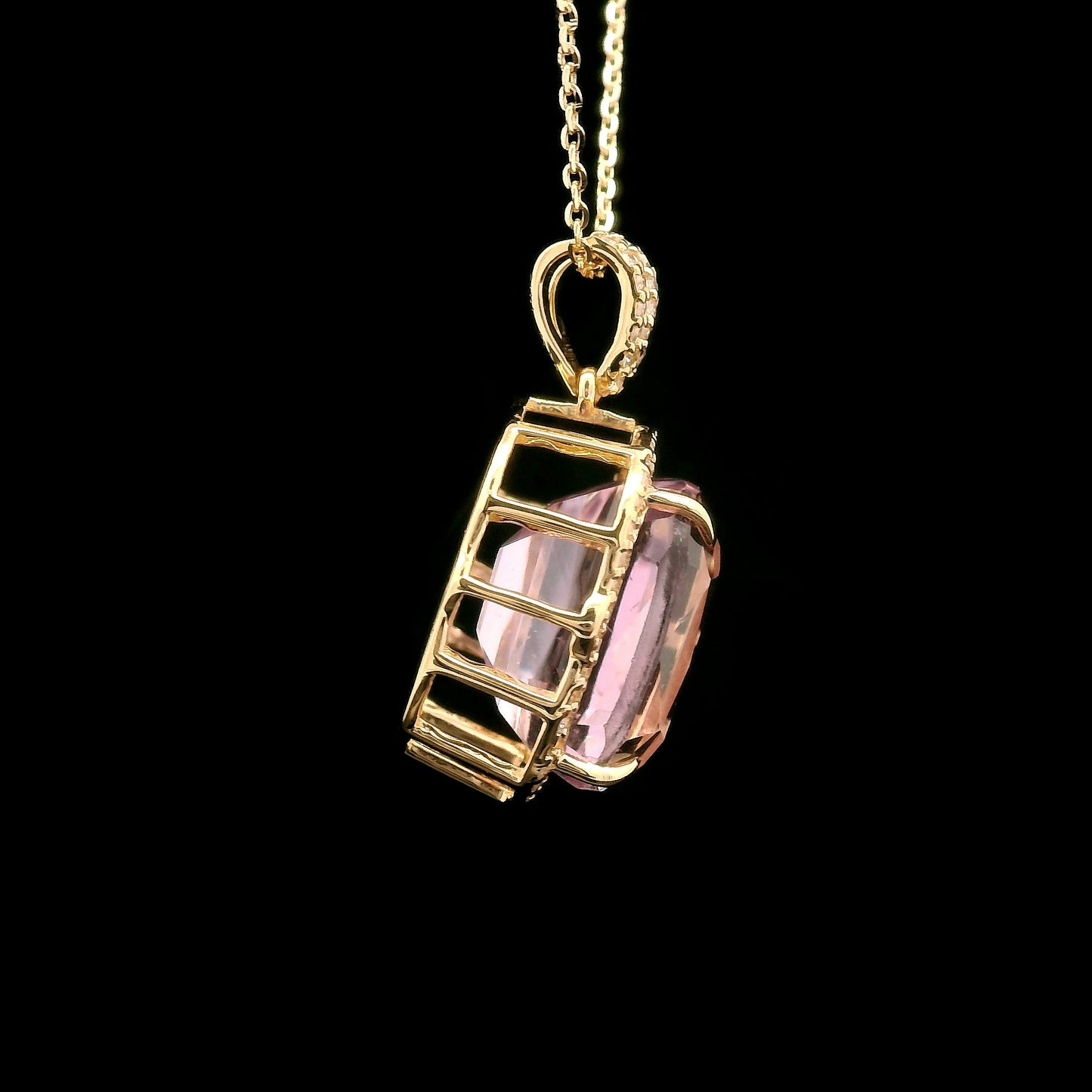 8.23 Ct Cushion Kunzite 14K Gold Pendant