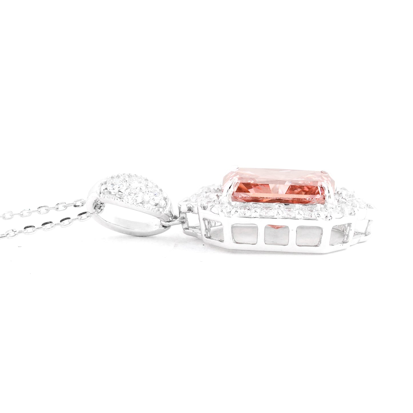 3.56 Carats Pink Lab Grown Diamond 14K Gold Pendant