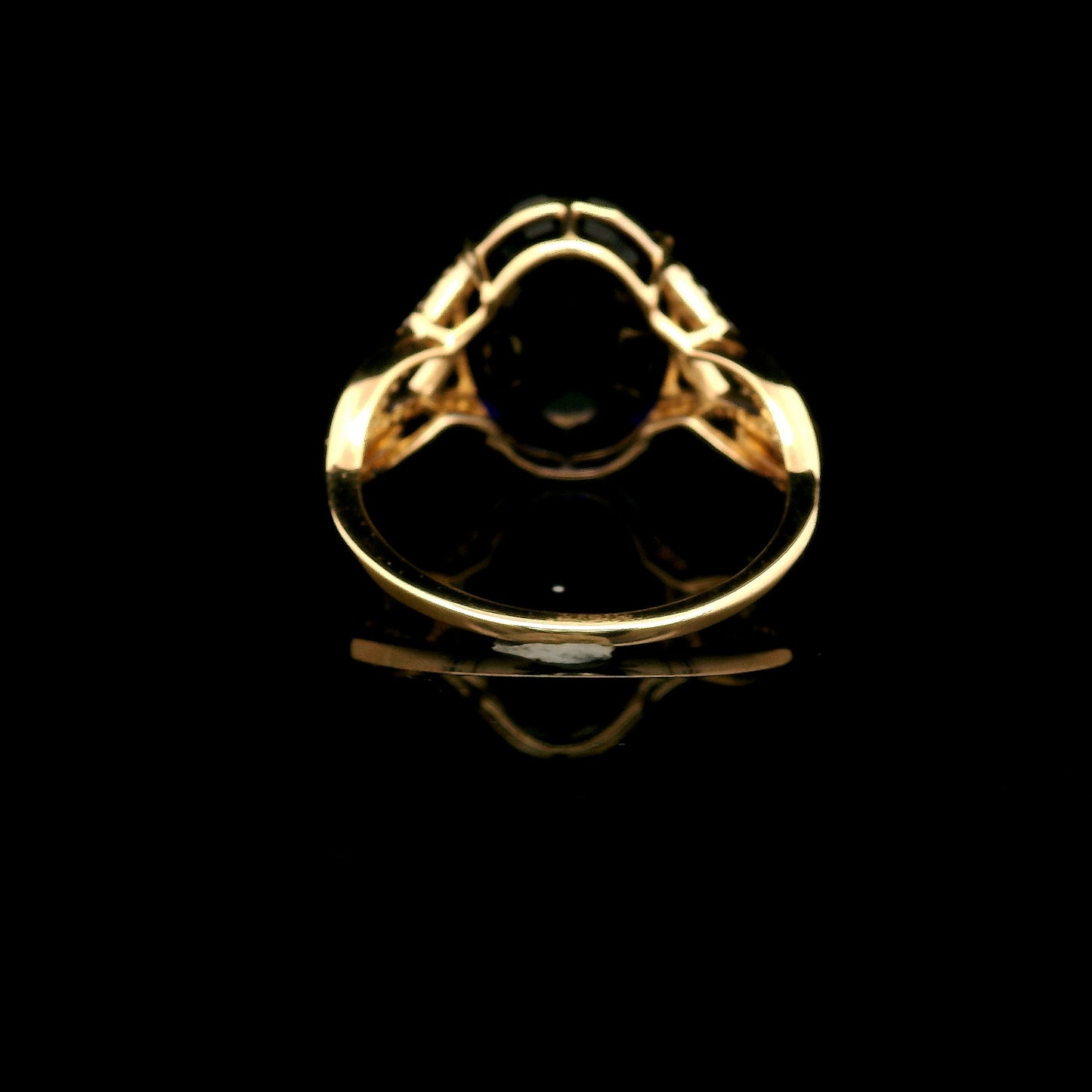 5.84 Ct Oval Mixed Cut Lab Grown Sapphire 14K Gold Ring