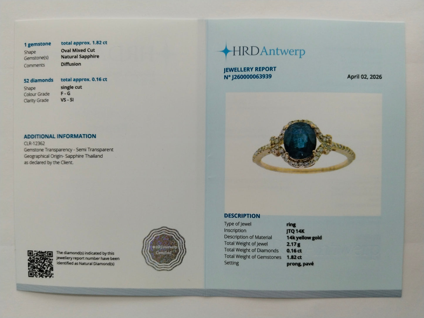 1.98 Ct Oval Mixed Cut Natural Sapphire 14K Gold Ring