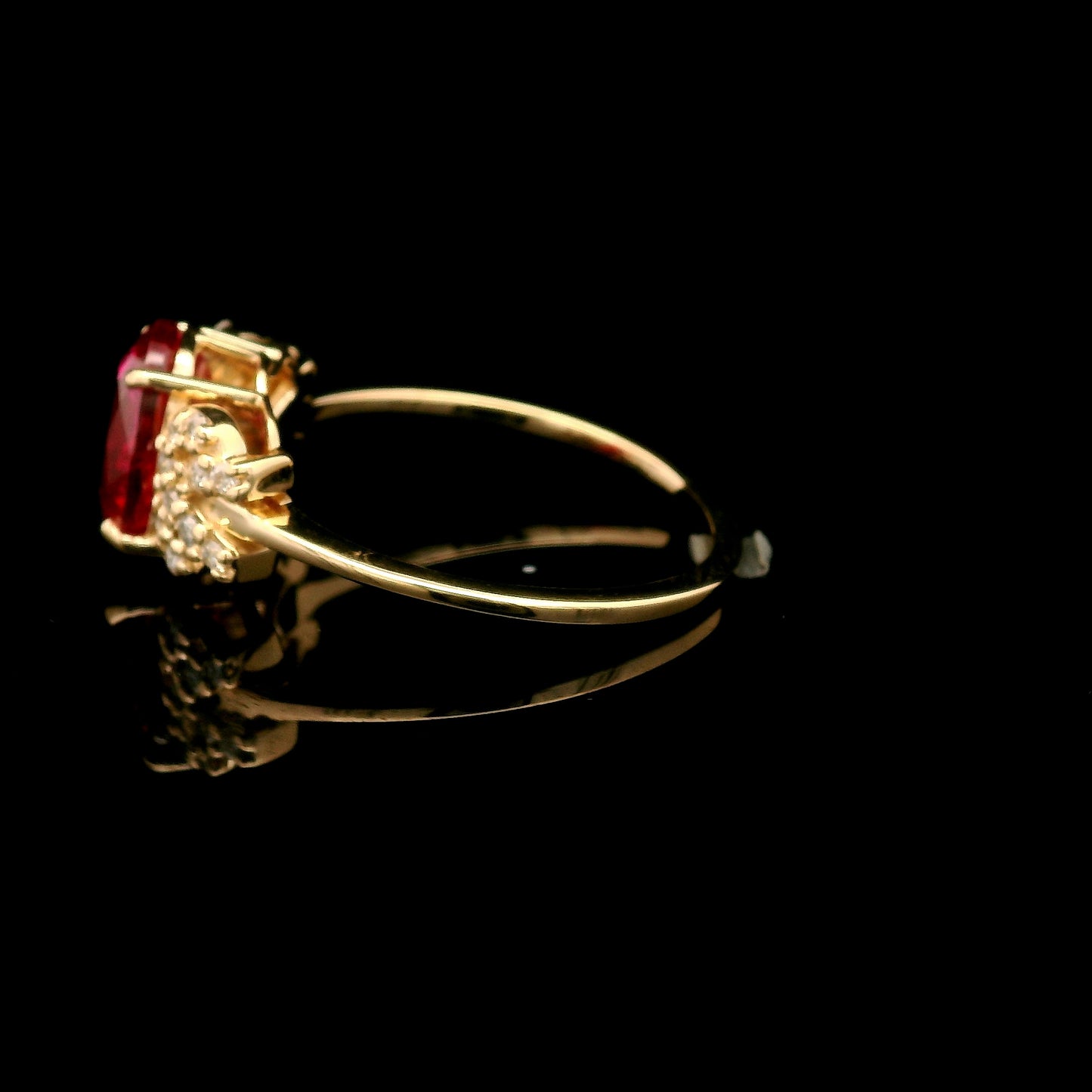2.53 Ct Oval Mixed Cut Lab Grown Ruby 14K Gold Ring