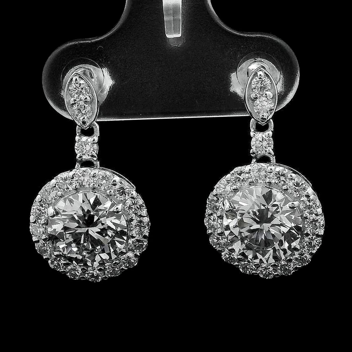 4.14 Ct Round Lab Grown Diamond 14K Gold Earrings