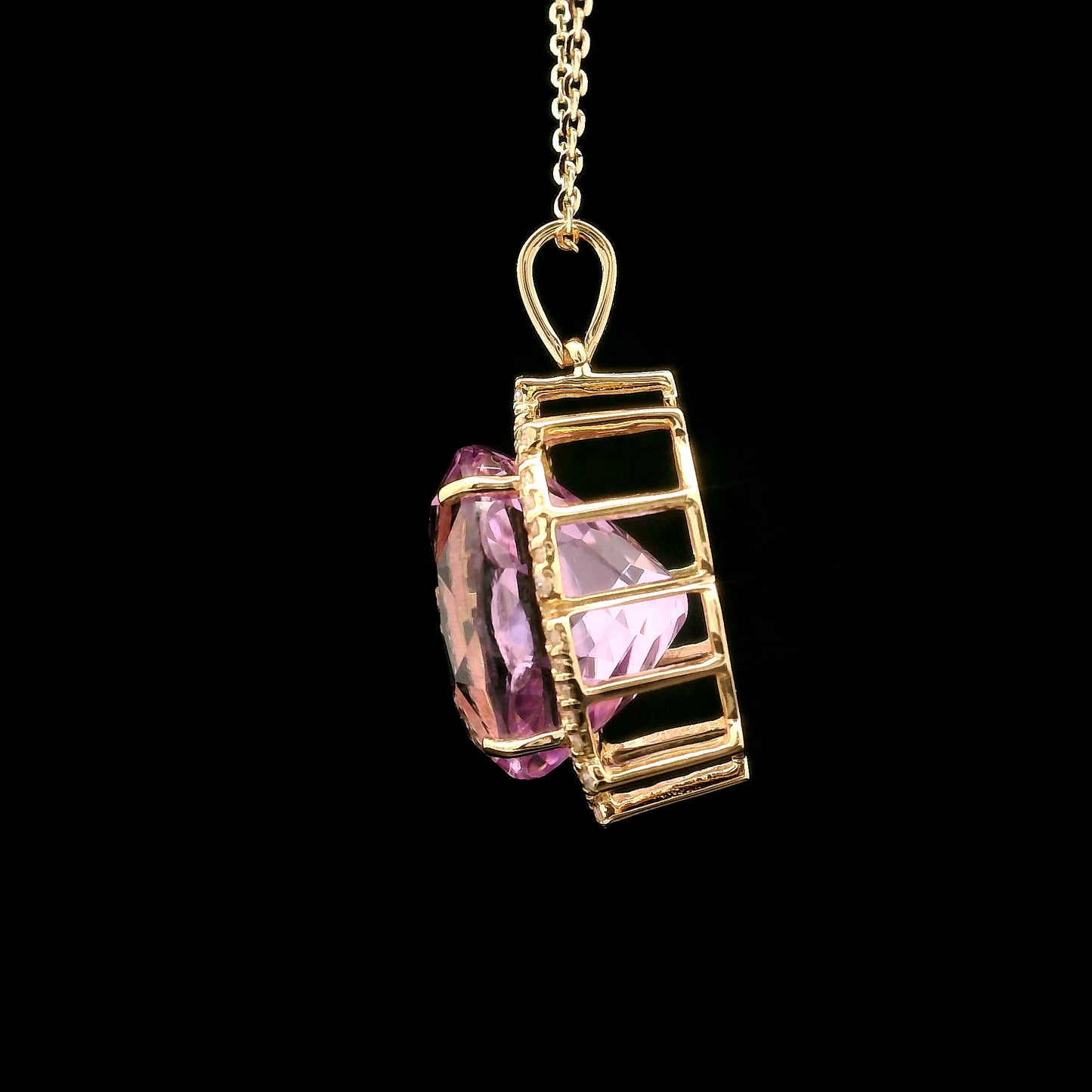 8.16 Ct Oval Kunzite 14K Gold Pendant