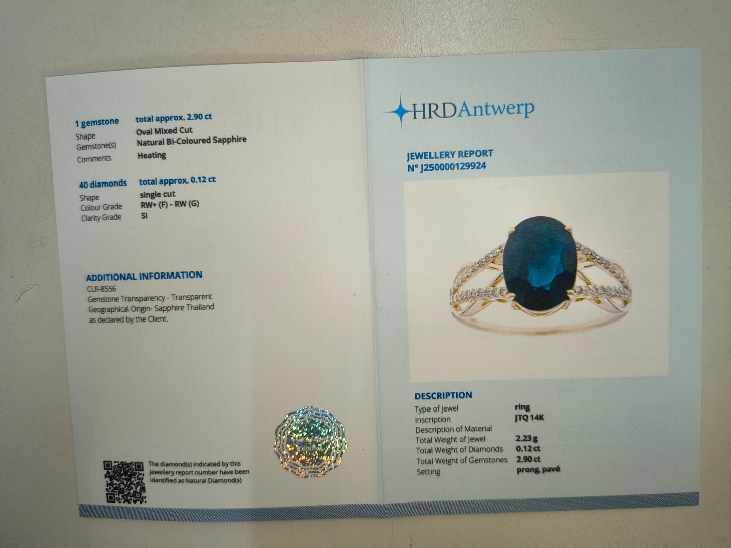 3.02 Ct Oval Natural Sapphire 14K Gold Ring