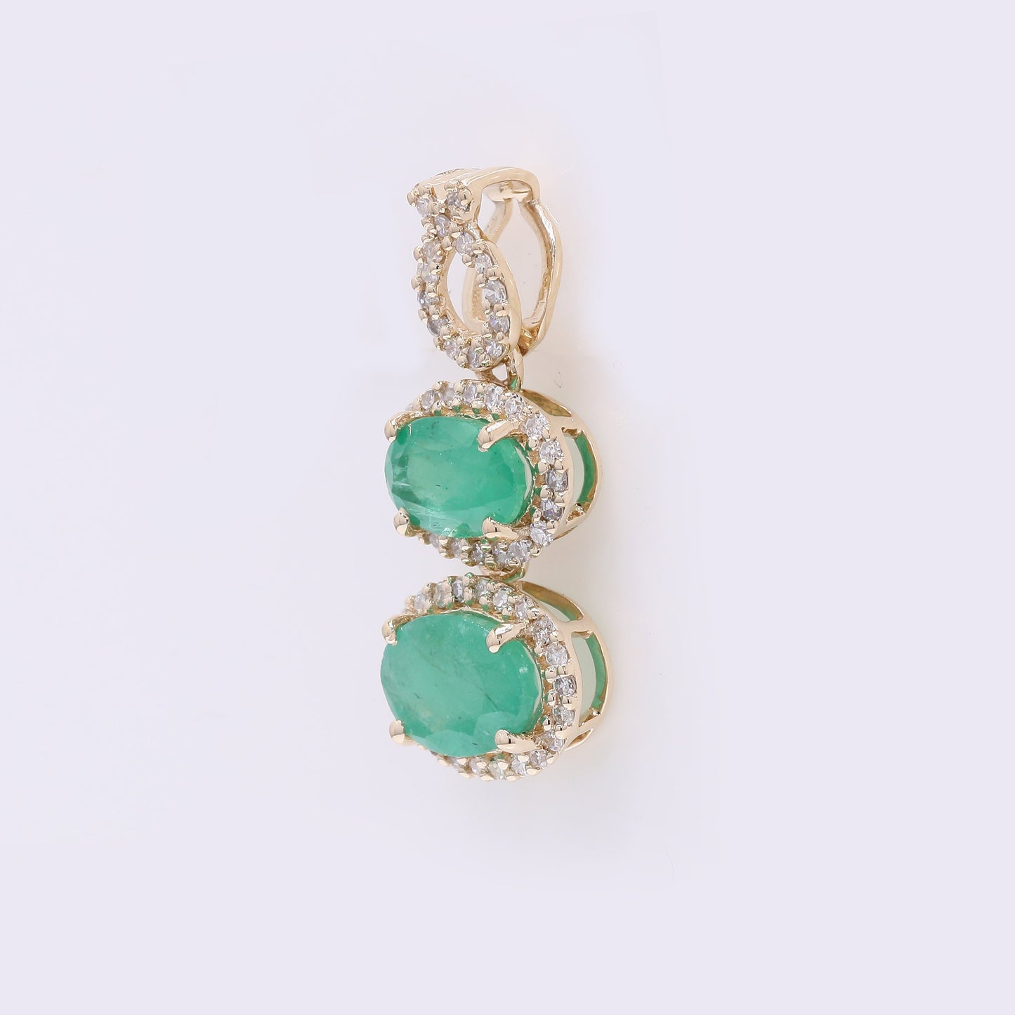 1.62 Ct Oval Mixed Cut Natural Emerald 14K Gold Pendant