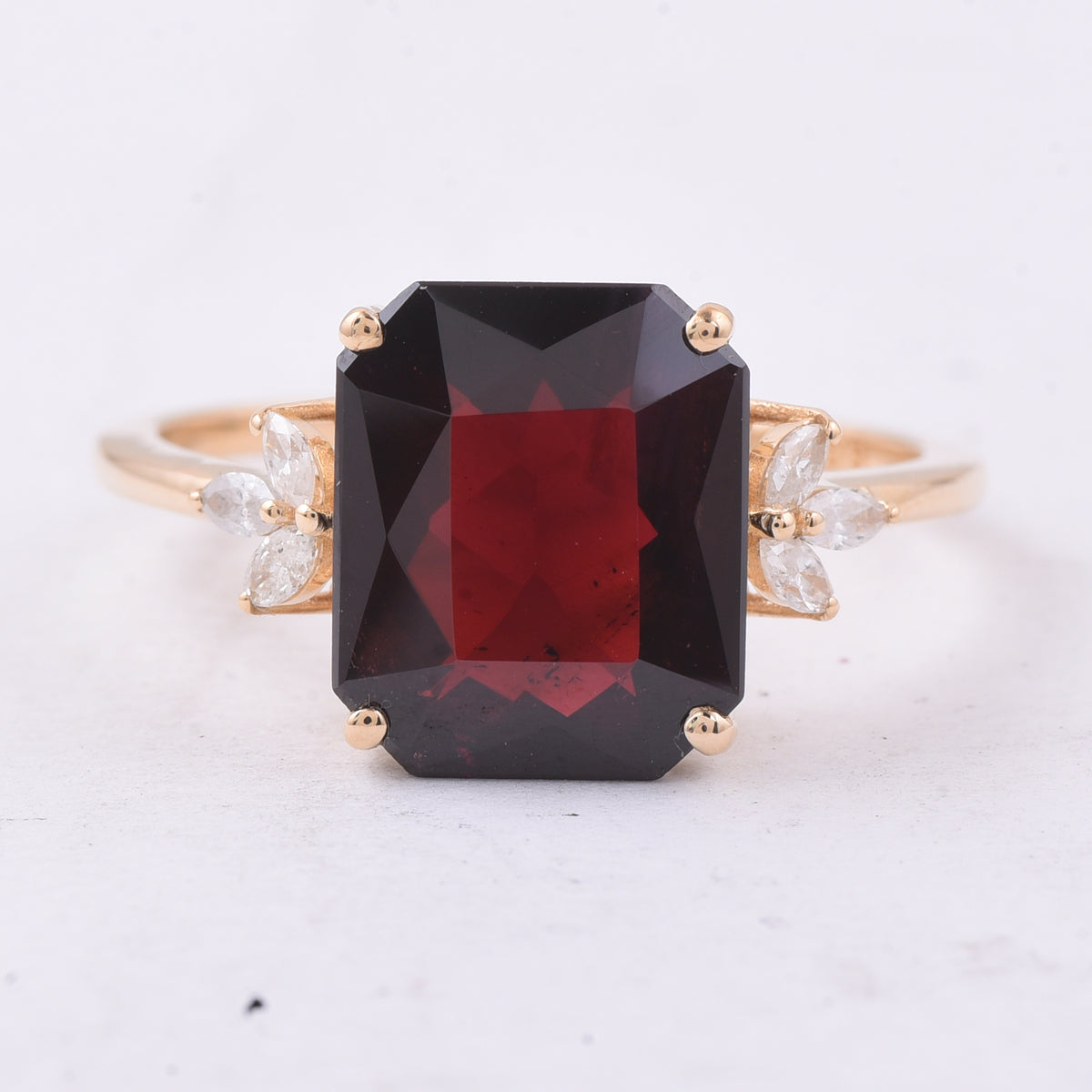 4.34 Ct Octagon Natural Garnet 14K Gold Ring