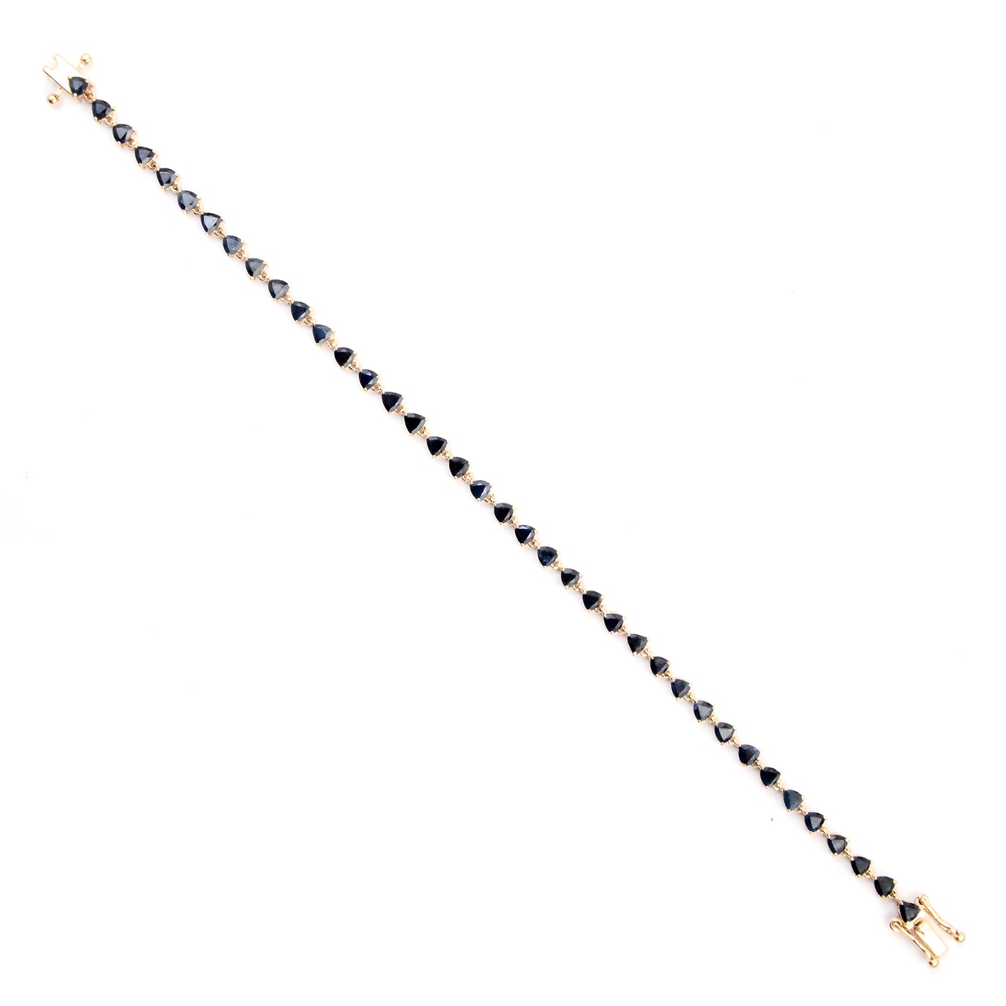 4.90 Ct Trillion Sapphire 14K Gold Bracelet