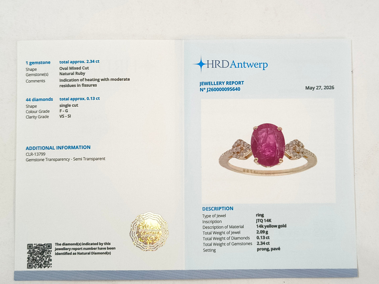 2.47 Ct Oval Mixed Cut Natural Ruby 14K Gold Ring