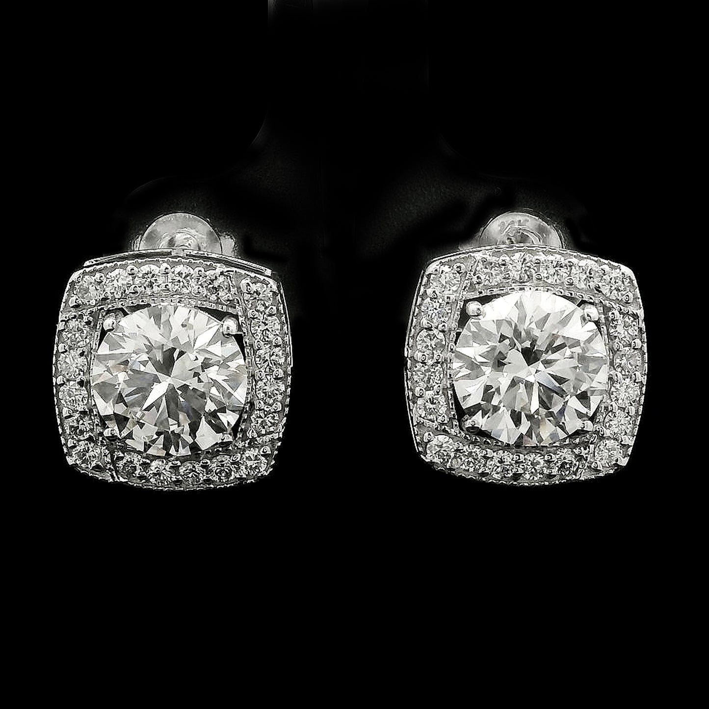 3.58 Carats Lab Grown Diamond 14K Gold Earrings