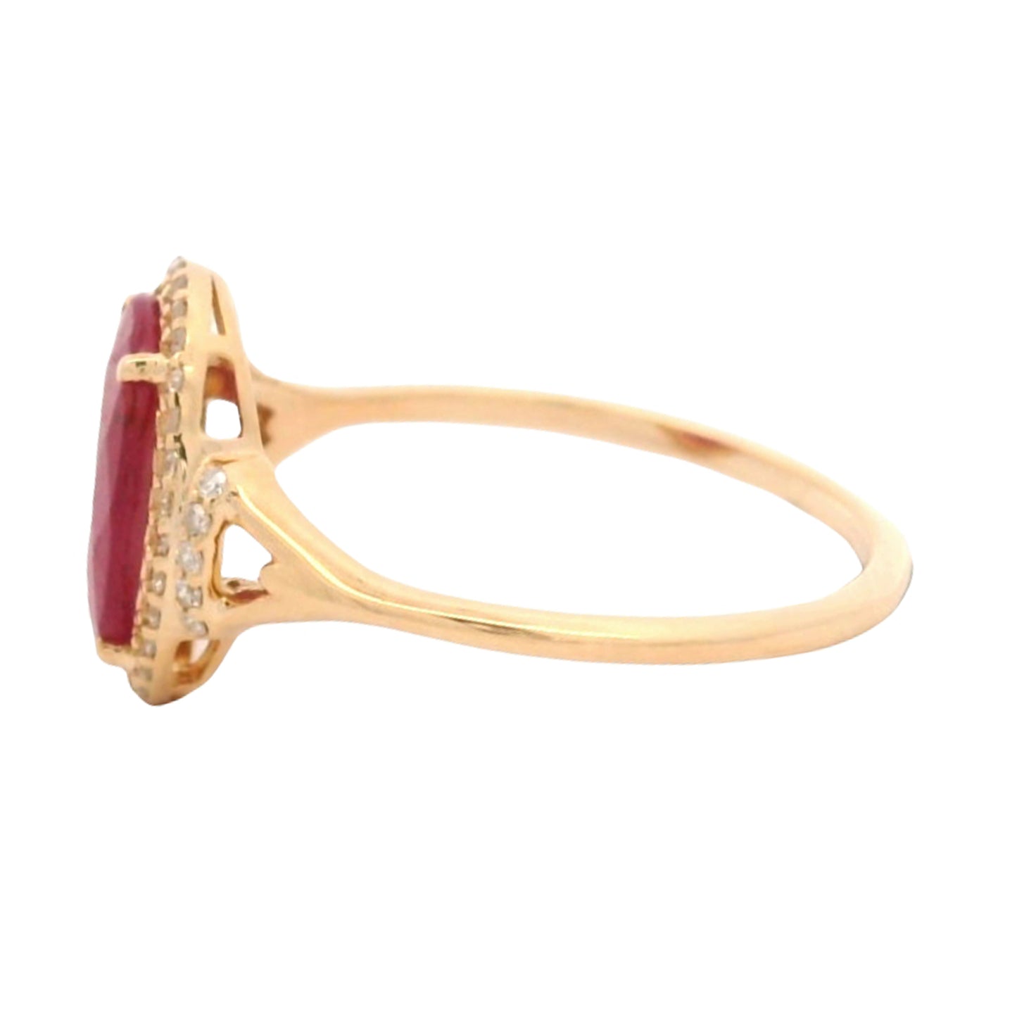 1.85 Ct Oval Mixed Cut Natural Corundum Ruby 14K Gold Ring