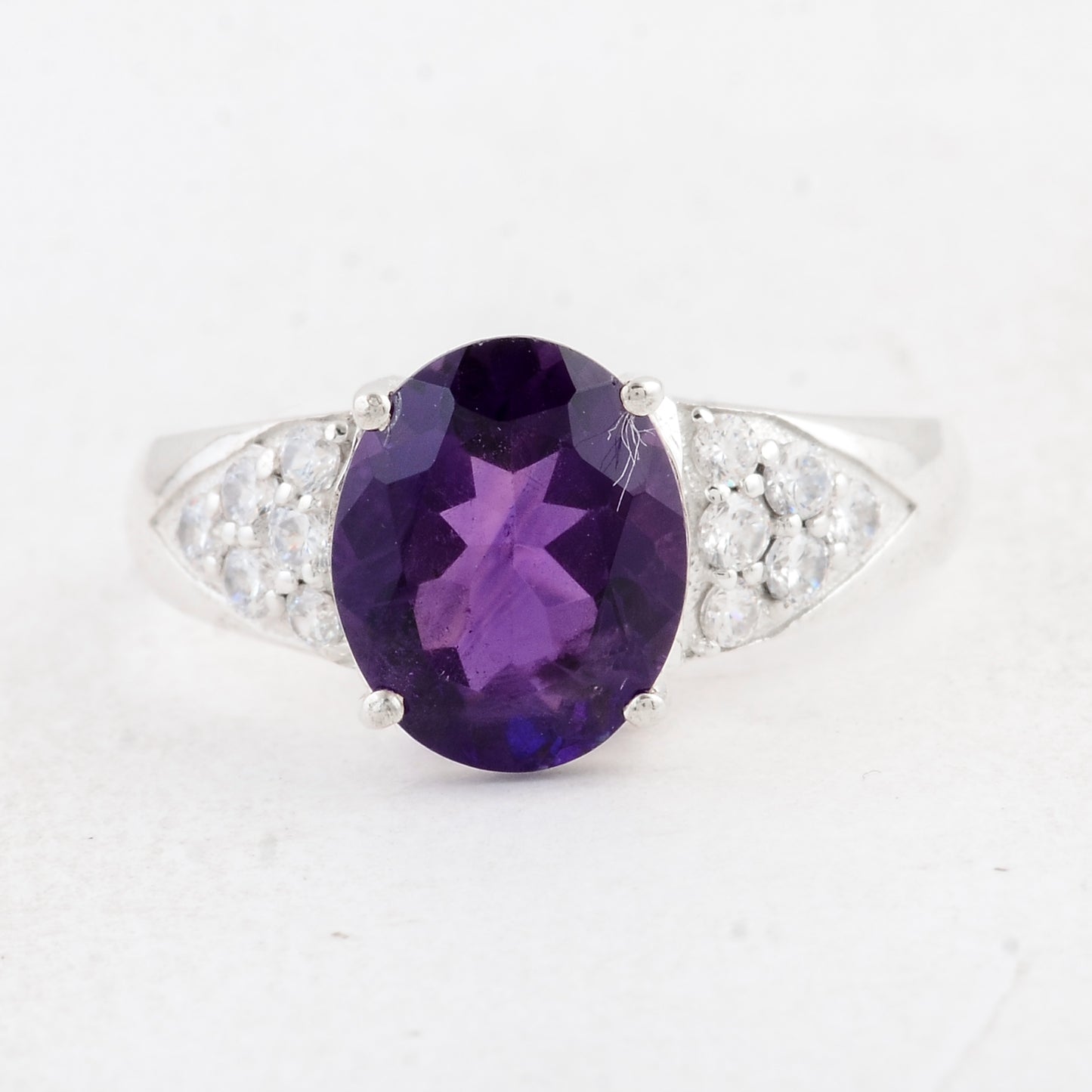 3.71 Ct Oval Amethyst 925 Sterling Silver Ring