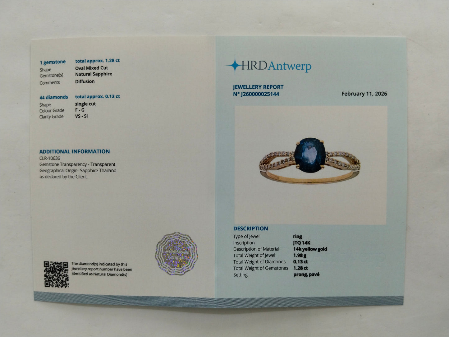 1.41 Ct Oval Mixed Cut Natural Sapphire 14K Gold Ring