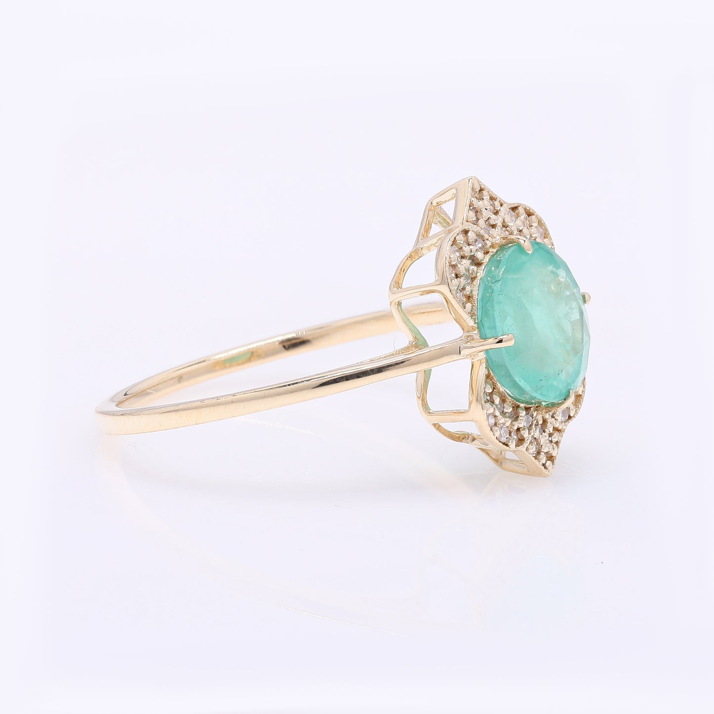 1.78 Ct Round Mixed Cut Natural Emerald 14K Gold Ring