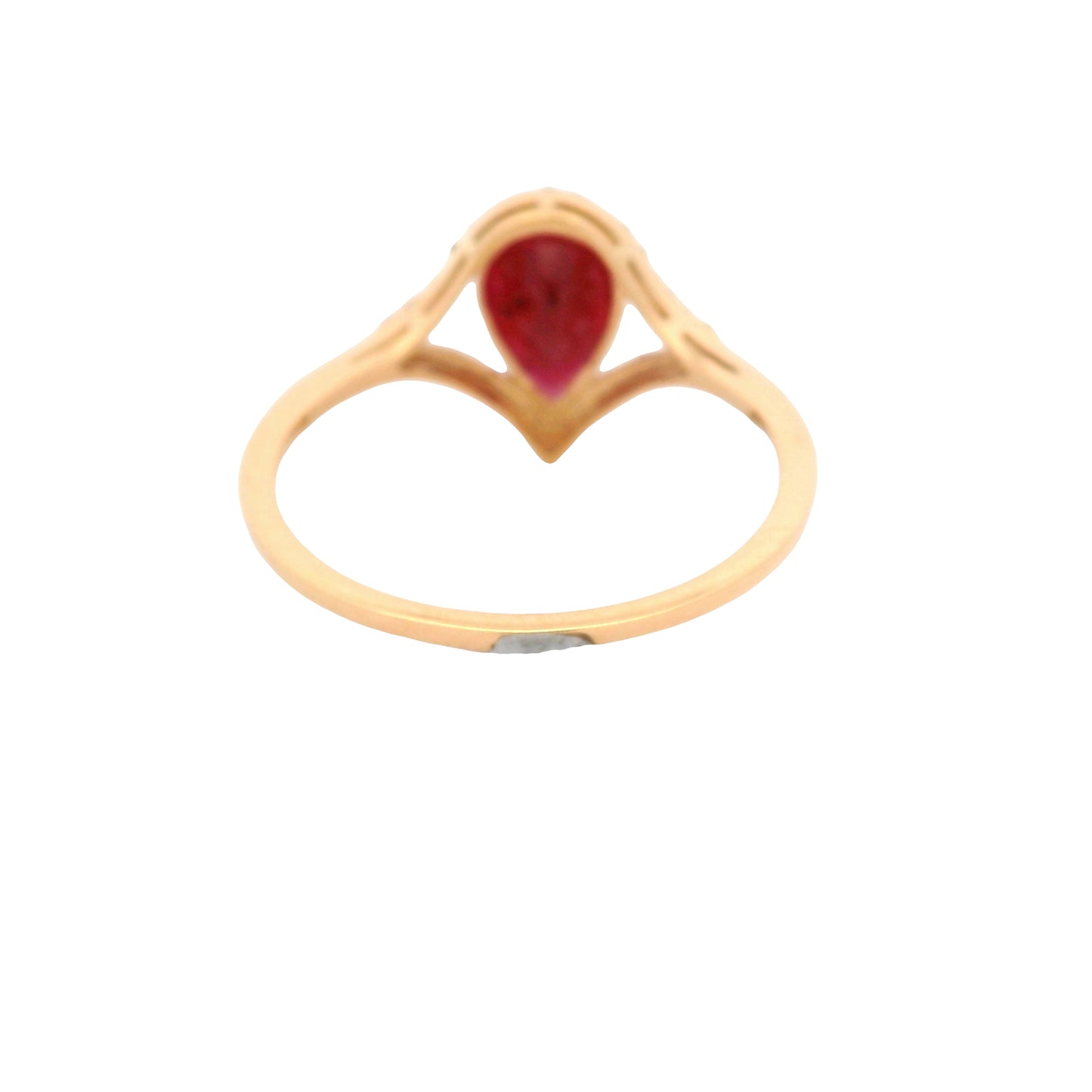 1.32 Ct Pear Mixed Cut Natural Corundum Ruby 14K Gold Ring