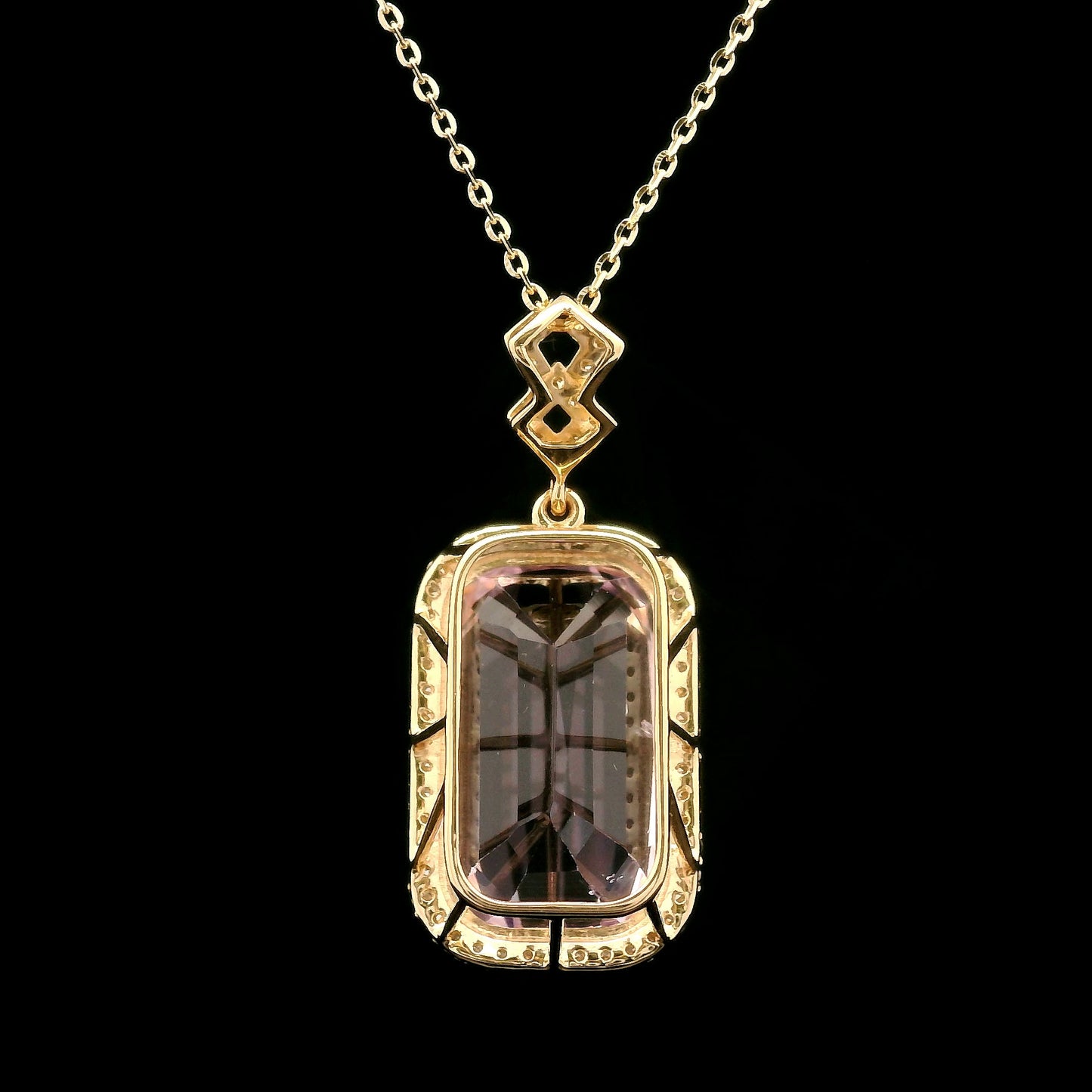 10.24 Ct Cushion Kunzite 14K Gold Pendant