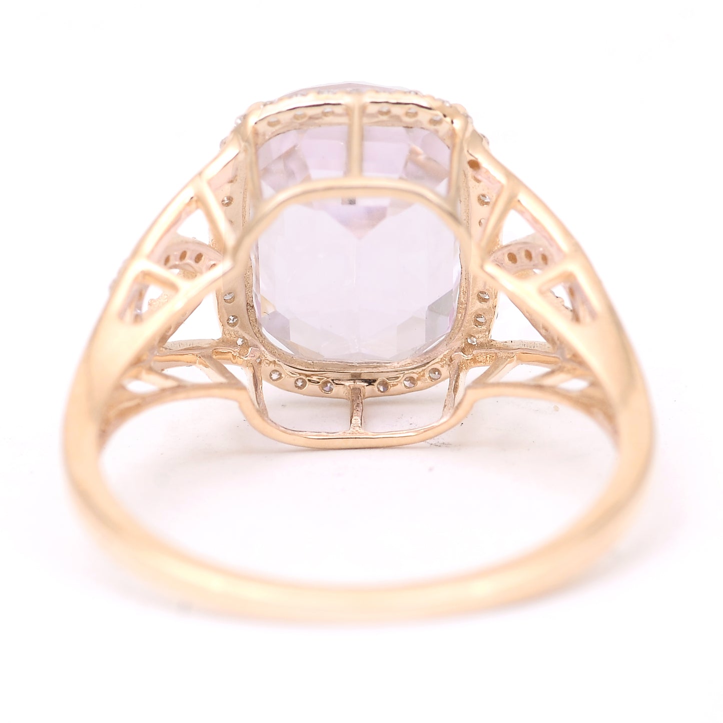 5.47 Ct Cushion Mixed Cut Natural Kunzite 14K Gold Ring