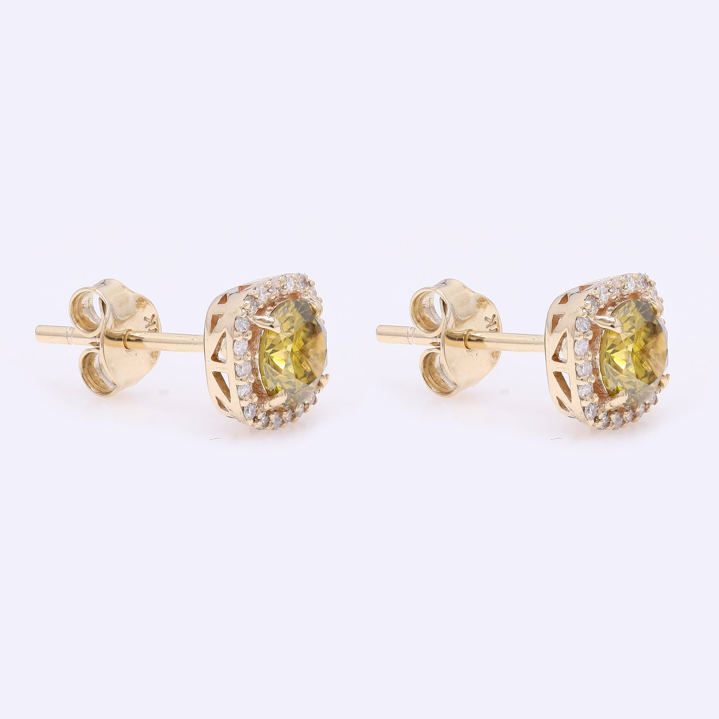 1.13 Ct Round Yellow Diamond 14K Gold Earrings